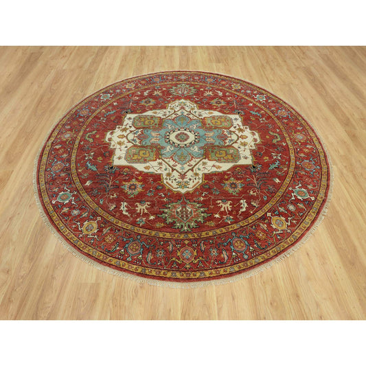 Heriz Wool Hand Knotted Rug Red Red 8.1X8.1 -O090657