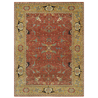 Heriz Wool Hand Knotted Rug Red Gold 8.10X12.0 -O090658