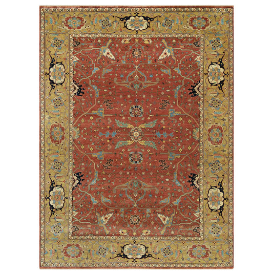 Heriz Wool Hand Knotted Rug Red Gold 8.10X12.0 -O090658