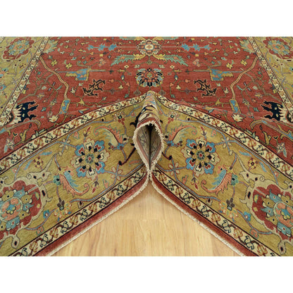 Heriz Wool Hand Knotted Rug Red Gold 8.10X12.0 -O090658