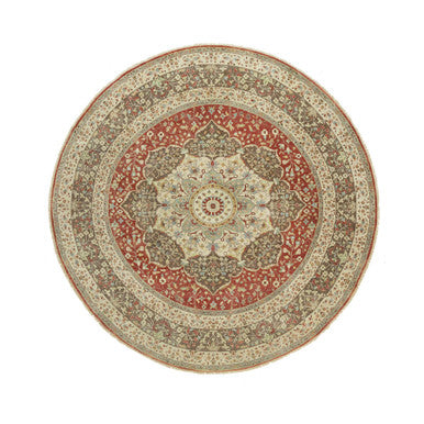 Fine Oriental Wool Hand Knotted Rug Red Brown 11.8X11.8 -O090662