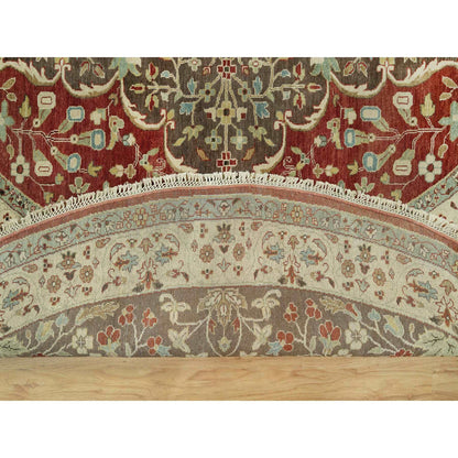 Fine Oriental Wool Hand Knotted Rug Red Brown 11.8X11.8 -O090662