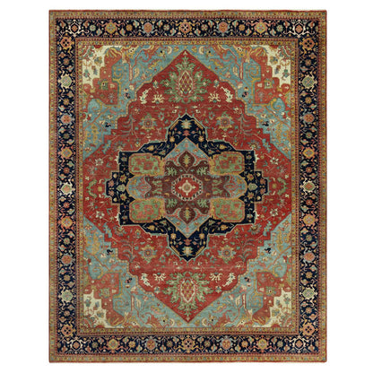 Heriz Wool Hand Knotted Rug Red Blue 12.0X15.1 -O090665