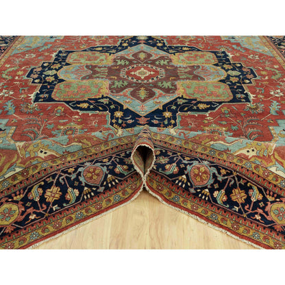 Heriz Wool Hand Knotted Rug Red Blue 12.0X15.1 -O090665