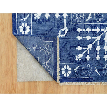 Transitional Wool & Silk Hand Knotted Rug Blue No Border 10.0X10.0 -O090669