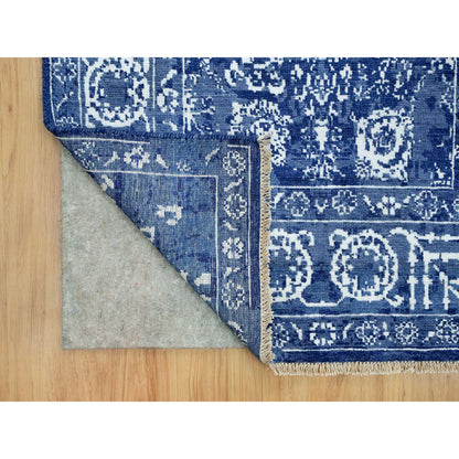 Transitional Wool & Silk Hand Knotted Rug Blue No Border 3.2X5.0 -O090671