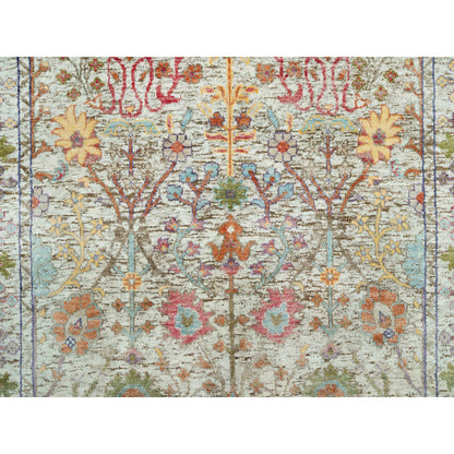 Transitional Wool & Silk Hand Knotted Rug Beige Beige 4.2X9.11 -O090675