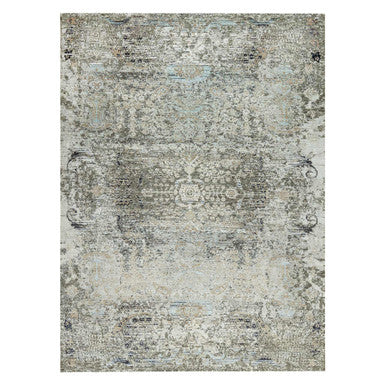 Transitional Wool & Silk Hand Knotted Rug Grey No Border 9.0X12.0 -O090679
