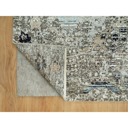 Transitional Wool & Silk Hand Knotted Rug Grey No Border 9.0X12.0 -O090679