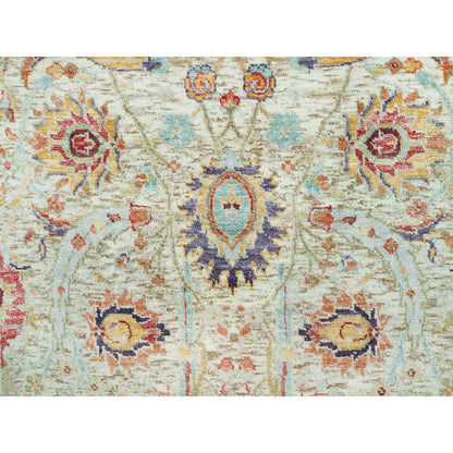 Transitional Wool & Silk Hand Knotted Rug Beige No Border 2.7X17.11 -O090681