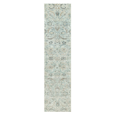 Transitional Wool & Silk Hand Knotted Rug Ivory No Border 2.6X9.11 -O090683