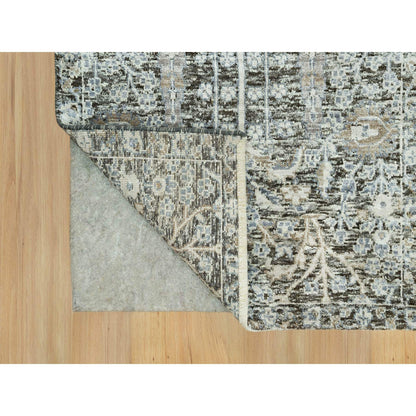 Transitional Wool & Silk Hand Knotted Rug Grey No Border 2.4X8.1 -O090684