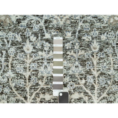 Transitional Wool & Silk Hand Knotted Rug Grey No Border 2.4X8.1 -O090684