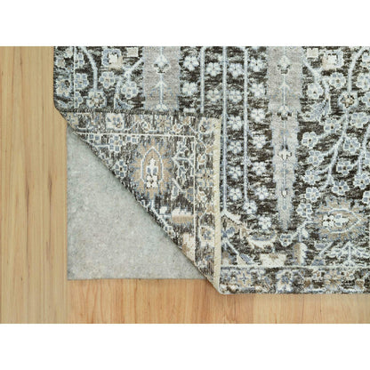 Transitional Wool & Silk Hand Knotted Rug Grey No Border 2.6X9.10 -O090685