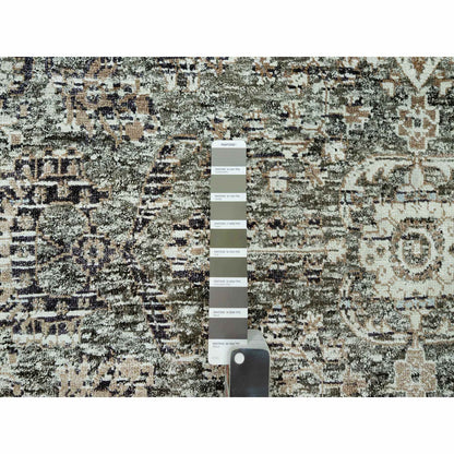 Transitional Wool & Silk Hand Knotted Rug Grey No Border 5.11X5.11 -O090686