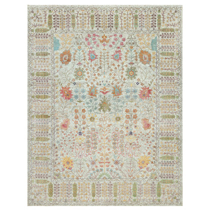 Transitional Wool & Silk Hand Knotted Rug Beige Beige 11.8X15.0 -O090687