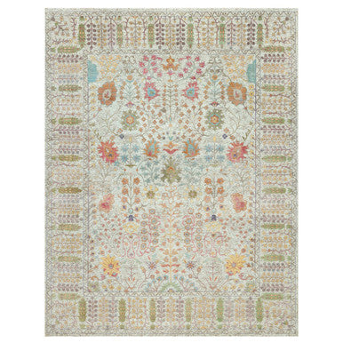 Transitional Wool & Silk Hand Knotted Rug Beige Beige 11.8X15.0 -O090687