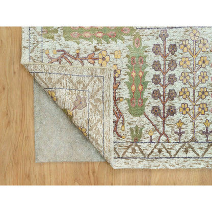 Transitional Wool & Silk Hand Knotted Rug Beige Beige 11.8X15.0 -O090687