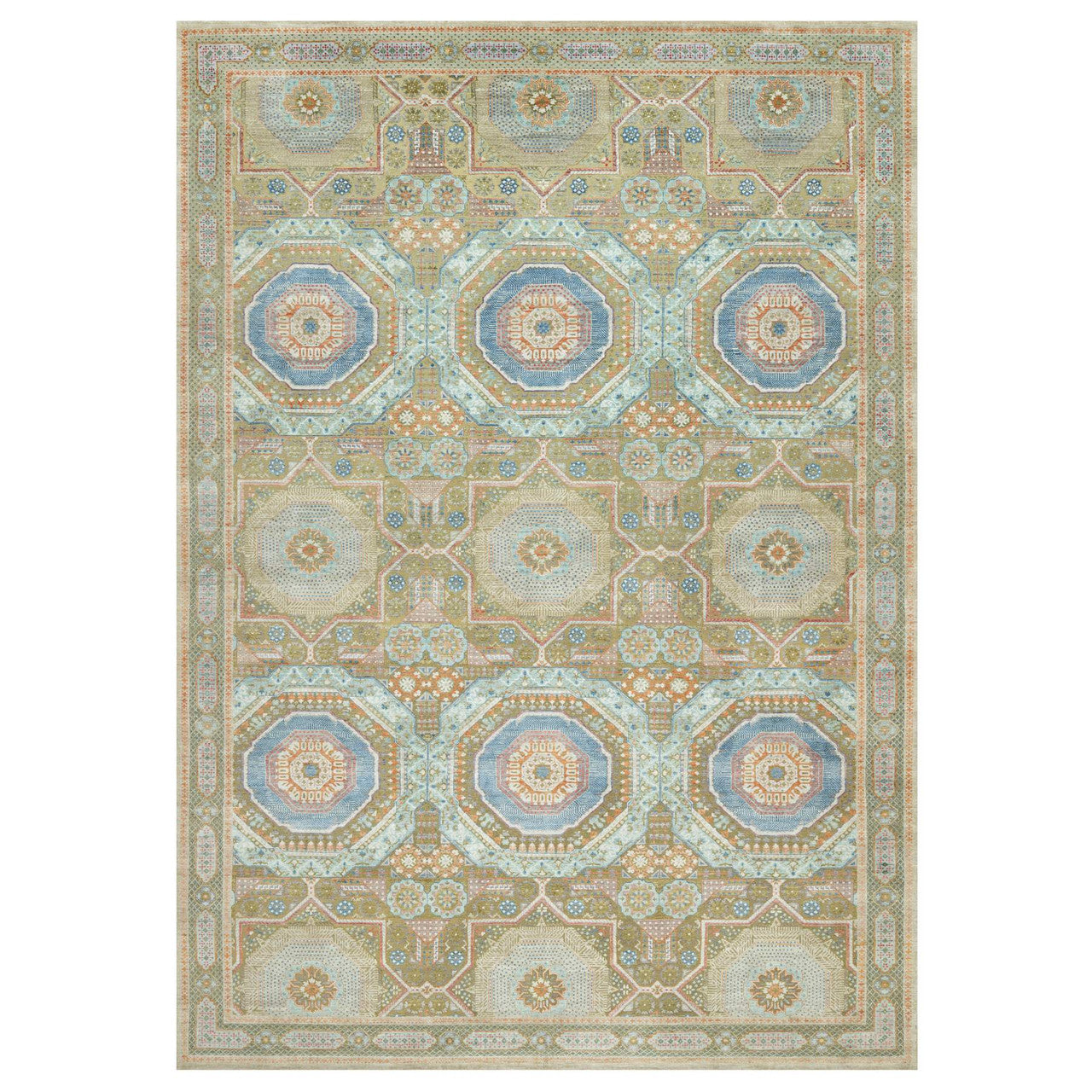 Brown 11'6" x 18'1" Mamluk Hand knotted Wool/Silk Rug - Sku: O090689
