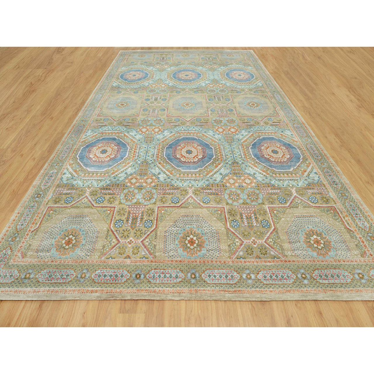 Brown 11'6" x 18'1" Mamluk Hand knotted Wool/Silk Rug - Sku: O090689