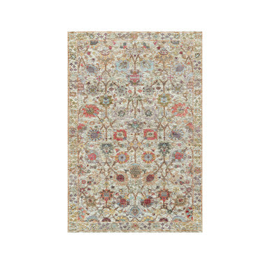 Transitional Wool & Silk Hand Knotted Rug Ivory Ivory 3.0X5.0 -O090691