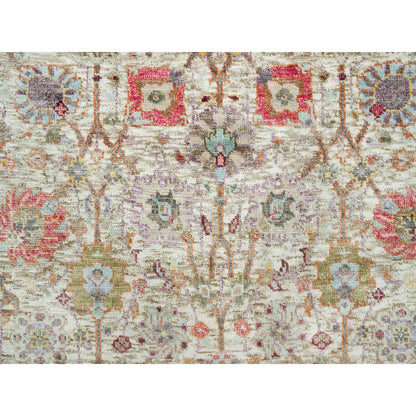 Transitional Wool & Silk Hand Knotted Rug Ivory Ivory 3.0X5.0 -O090691