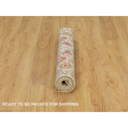 Transitional Wool & Silk Hand Knotted Rug Ivory Ivory 3.0X5.0 -O090691