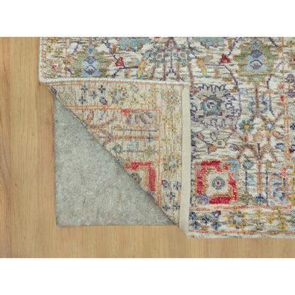 Transitional Wool & Silk Hand Knotted Rug Ivory Ivory 2.0X3.0 -O090694