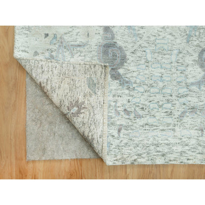 Transitional Wool & Silk Hand Knotted Rug Ivory No Border 14.9X14.9 -O090696