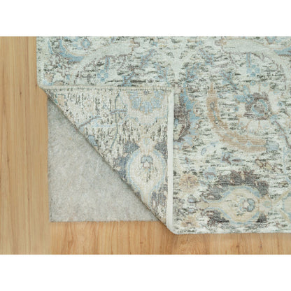 Transitional Wool & Silk Hand Knotted Rug Ivory No Border 2.5X9.11 -O090697