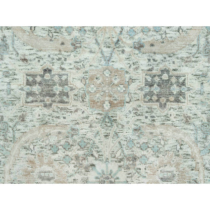 Transitional Wool & Silk Hand Knotted Rug Ivory No Border 2.5X9.11 -O090697