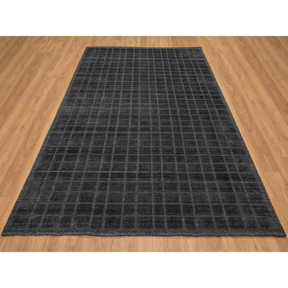 Modern and Contemporary Wool Hand Loomed Rug Black No Border 8.0X9.10 -O090701