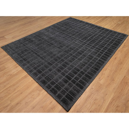 Modern and Contemporary Wool Hand Loomed Rug Black No Border 8.0X9.10 -O090701