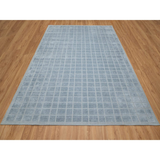 Modern and Contemporary Wool Hand Loomed Rug Blue No Border 8.2X9.10 -O090705