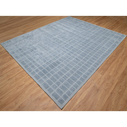 Modern and Contemporary Wool Hand Loomed Rug Blue No Border 8.2X9.10 -O090705