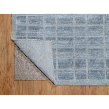 Modern and Contemporary Wool Hand Loomed Rug Blue No Border 8.2X9.10 -O090705