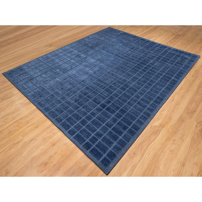 Modern and Contemporary Wool Hand Loomed Rug Blue No Border 8.2X10.0 -O090706