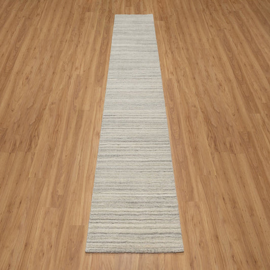 Modern and Contemporary Wool Hand Loomed Rug Beige No Border 2.6X10.0 -O090717