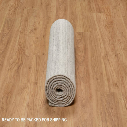 Modern and Contemporary Wool Hand Loomed Rug Beige No Border 2.6X10.0 -O090717