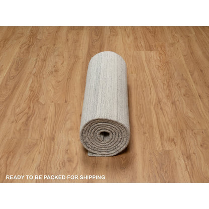 Modern and Contemporary Wool Hand Loomed Rug Beige No Border 2.7X11.9 -O090718