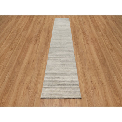 Modern and Contemporary Wool Hand Loomed Rug Beige No Border 2.7X11.10 -O090719