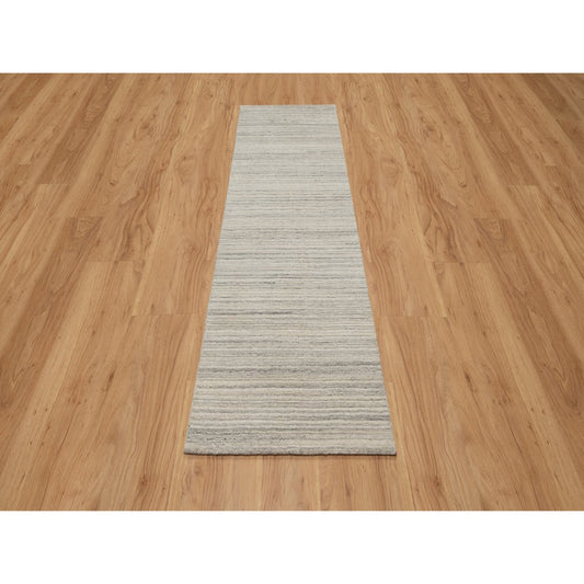 Modern and Contemporary Wool Hand Loomed Rug Beige No Border 2.5X8.0 -O090721