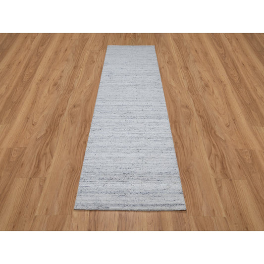 Modern and Contemporary Wool Hand Loomed Rug Grey No Border 2.7X8.0 -O090726