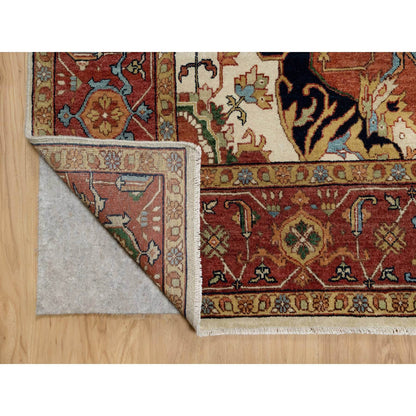 Heriz Wool Hand Knotted Rug Ivory Red 9.2X12.1 -O090735