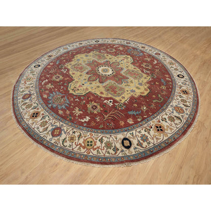 Heriz Wool Hand Knotted Rug Red Ivory 12.0X12.0 -O090740