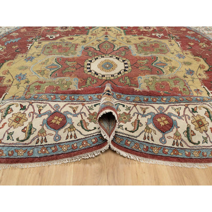 Heriz Wool Hand Knotted Rug Red Ivory 12.0X12.0 -O090740