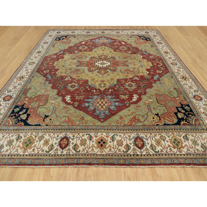 Heriz Wool Hand Knotted Rug Red Ivory 14.1X14.1 -O090743