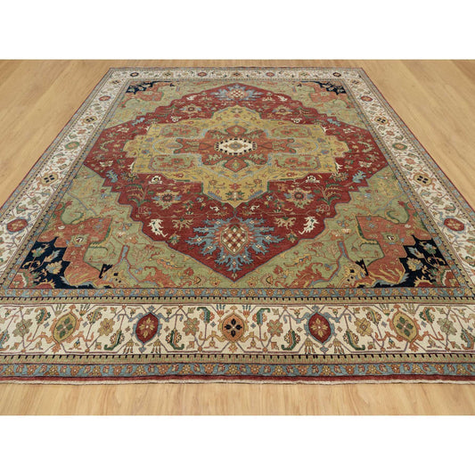 Heriz Wool Hand Knotted Rug Red Ivory 14.1X14.1 -O090743