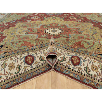 Heriz Wool Hand Knotted Rug Red Ivory 14.1X14.1 -O090743