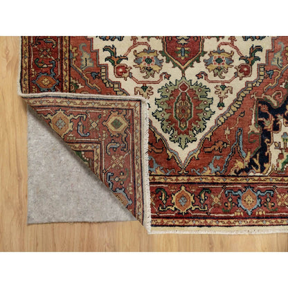 Heriz Wool Hand Knotted Rug Ivory Red 3.2X5.2 -O090748